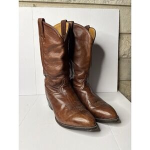 Tony Lama 6153 Brown Leather Western Cowboy Boots Men's 10EE USA Vintage